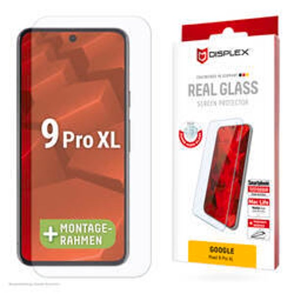 DISPLEX Real Glass für Google Pixel 9 Pro XL / 10 Pro XL – 10H Panzerglas mit Easy-On Rahmen