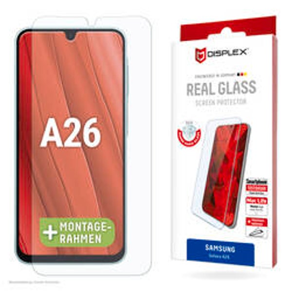 DISPLEX Real Glass Panzerglas 10H für Samsung Galaxy A26 – 2D Schutzglas mit Eco-Montagerahmen