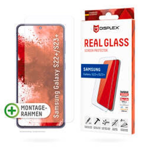 DISPLEX Real Glass Panzerglas für Samsung Galaxy S22+ / S23+ – 10H Echtglas mit Easy-On Rahmen