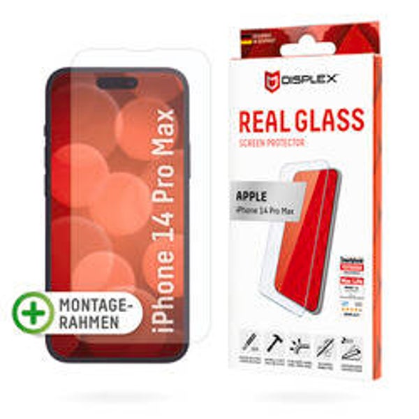 DISPLEX Real Glass Panzerglas für Apple iPhone 14 Pro Max – 10H, Easy-On Montage