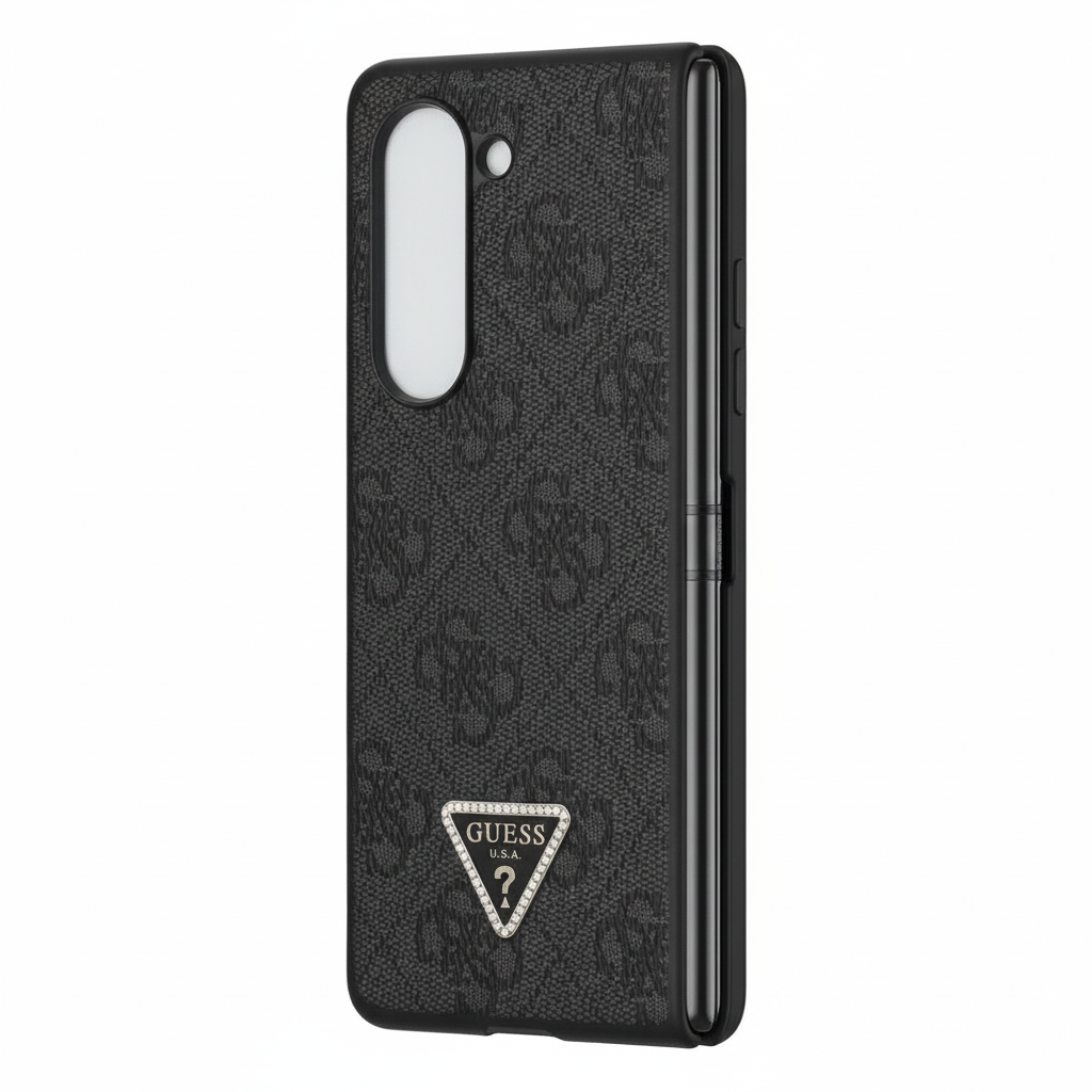 Guess 4G Triangle Case Metal Logo für Samsung Galaxy Z Fold5 – Premium PU-Leder Cover