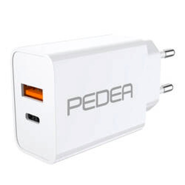 PEDEA Schnellladegerät Dual PD 20 Watt, USB-A & USB-C Ladegerät, weiß