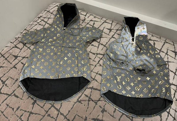 REFLECTIVE GOLD CHEWY VUITTON RAINCOAT