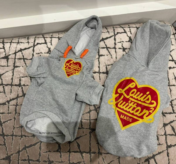 GREY HEART CHEWY VUITTON HOODIE