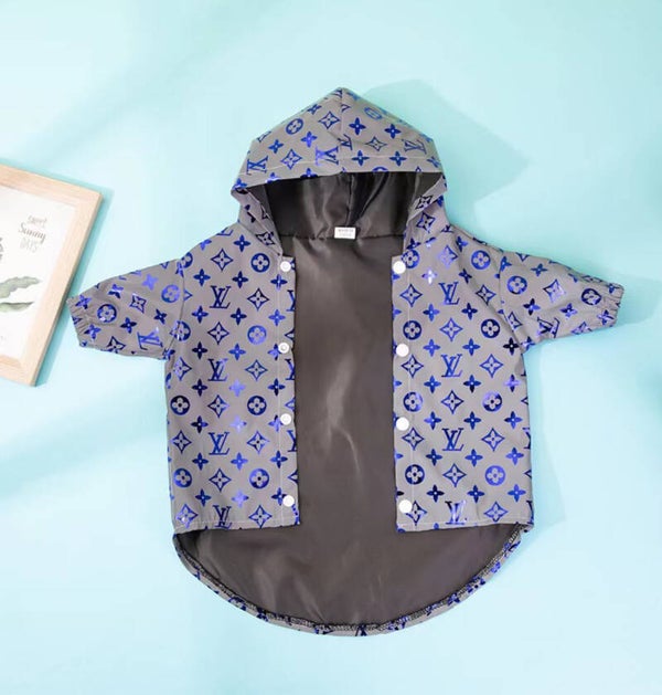 REFLECTIVE BLUE CHEWY VUITTON RAINCOAT