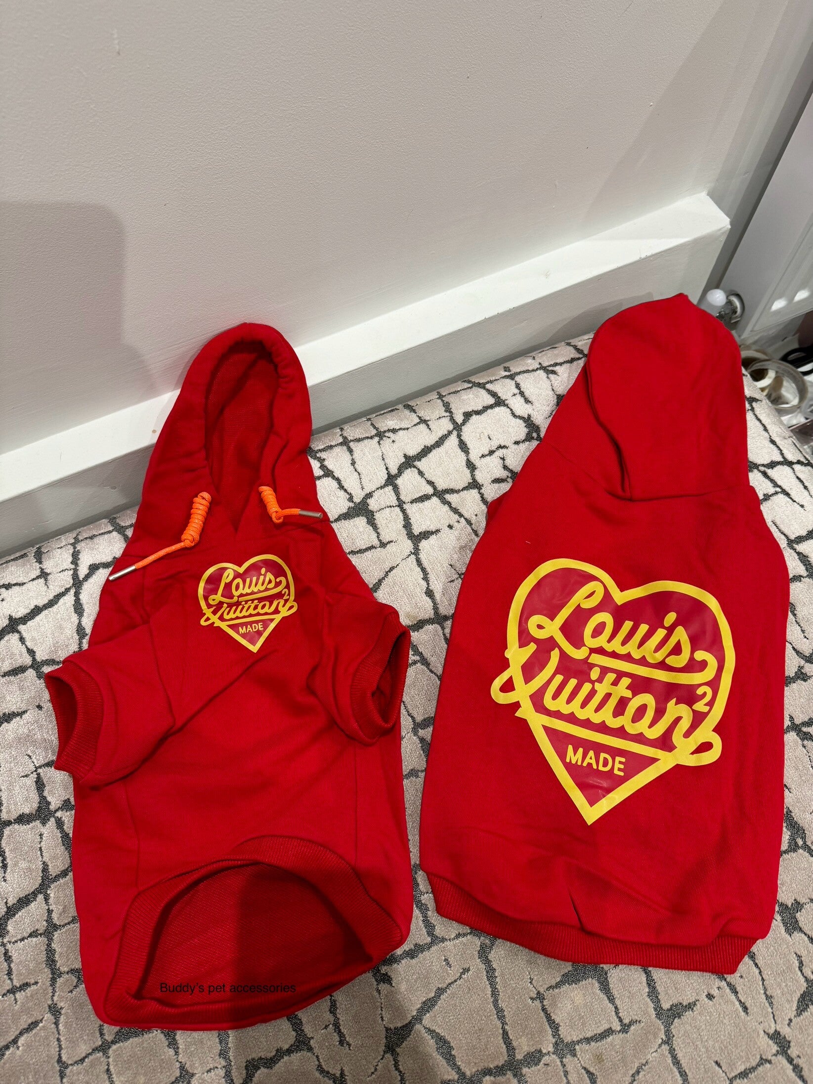 RED HEART CHEWY VUITTON HOODIE