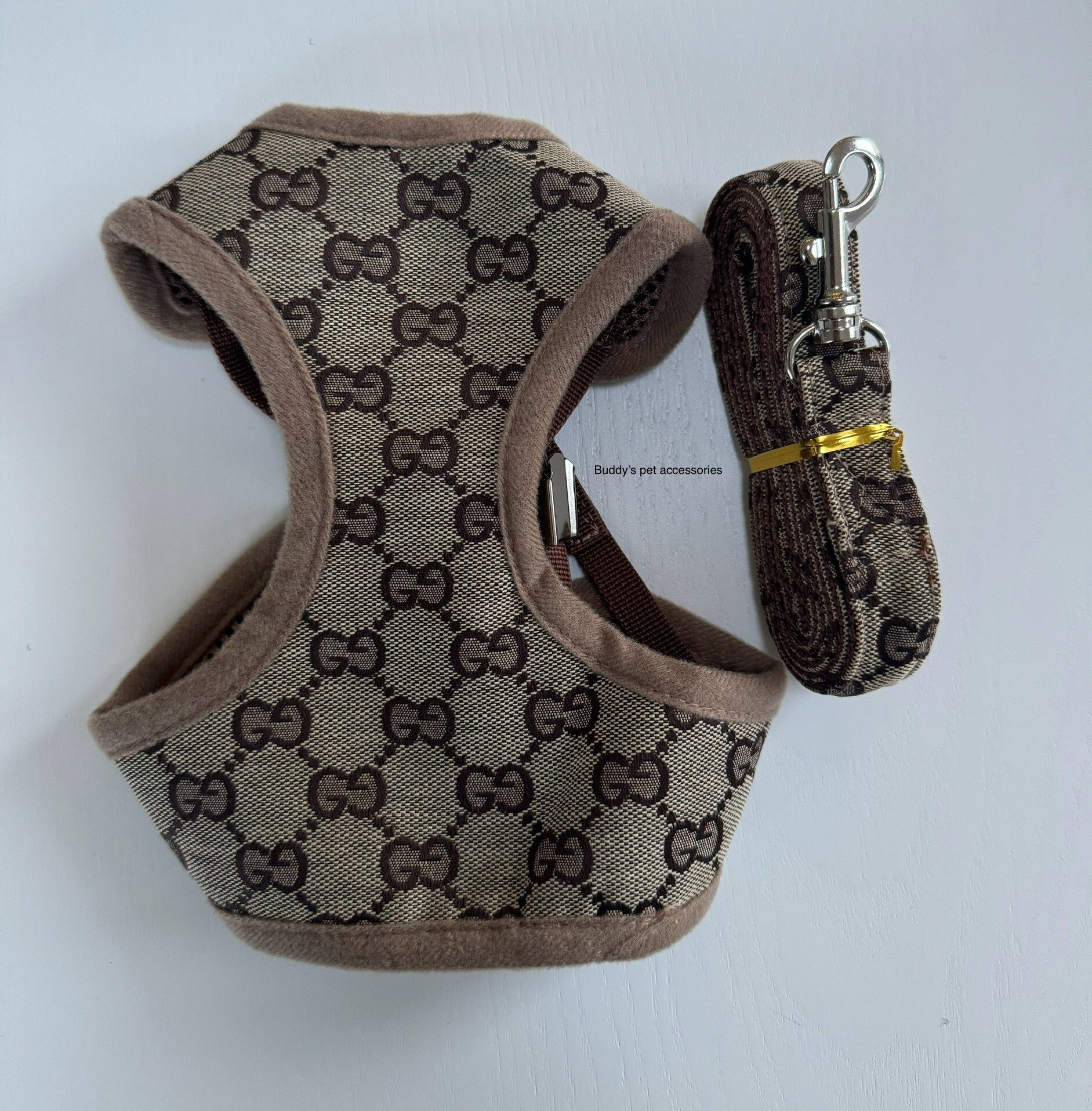 TAN POOCHI PUPPY HARNESS & LEAD