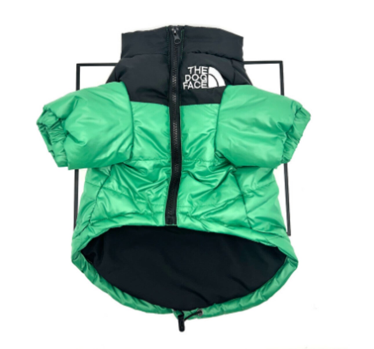 GREEN DOG FACE PUFFER COAT