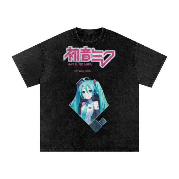 Hatsune Miku Diamond Logo T-Shirt | Vintage Washed Vocaloid Anime Tee