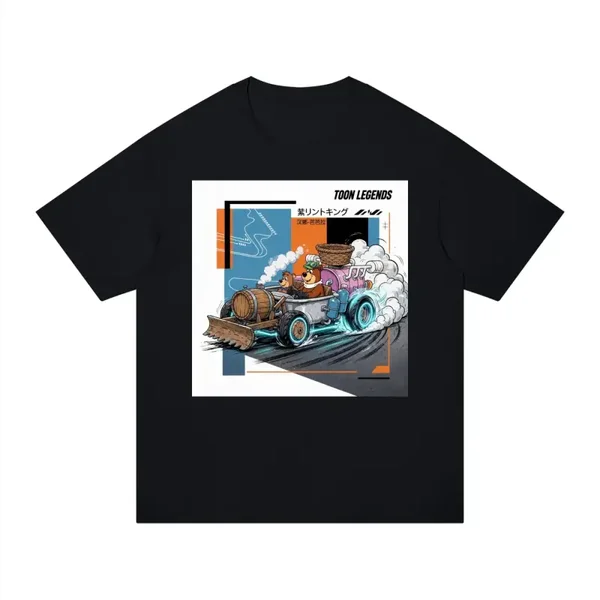 Toon Legends Park Ranger Bears Drift Graphic T-Shirt - Unisex Regular Fit Cotton Tee | Retro Cartoon Bathtub Race Car Shirt