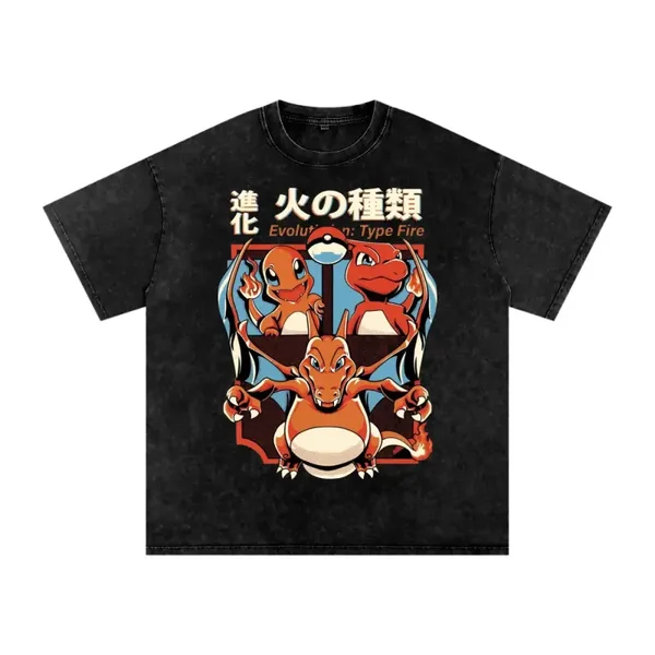 Pokemon Charmander Evolution Line Fire Type Anime Tee