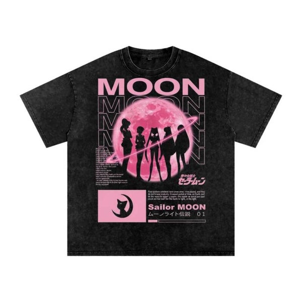 Sailor Moon Silhouette T-Shirt | Vintage Pink Moon Anime Graphic Tee
