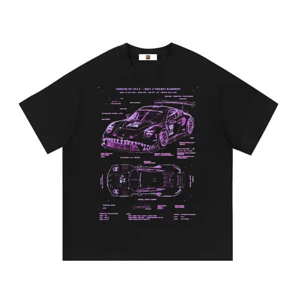 Porsche 911 GT3 R Rexy T-Shirt - Project Blueprint - Black Heavyweight