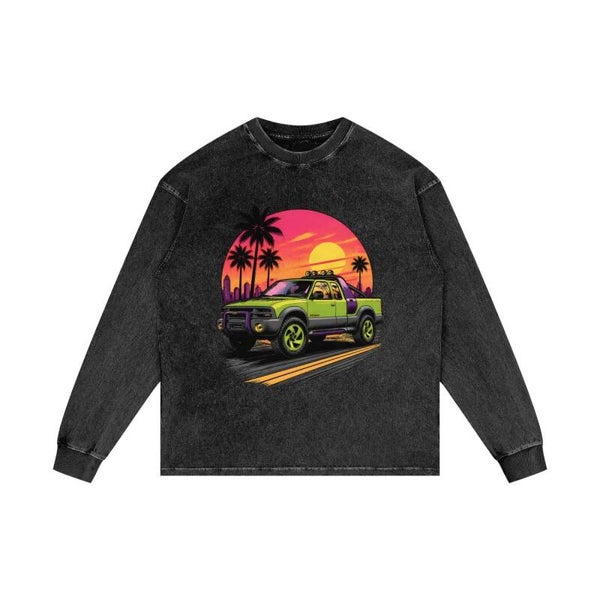 Lime S-10 Sunset Long Sleeve Tee | Retro 90s Mini Truck Beach Shirt | RedKats