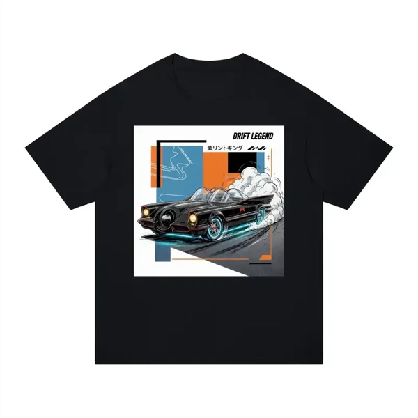 Drift Legend Bat Car Graphic T-Shirt - Unisex Regular Fit Cotton Tee | Retro Superhero Drift JDM Shirt