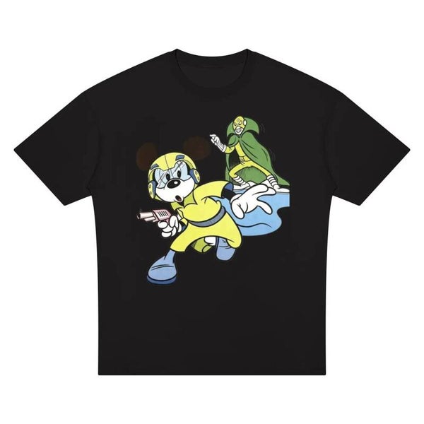 Space Mouse vs Villain - Retro Cartoon Sci-Fi Graphic Tee