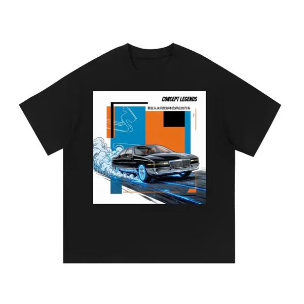 Concept Legends Black Luxury Edition - Retro Cadillac Style Burnout T-Shirt - 80s Executive Sedan Graphic Tee