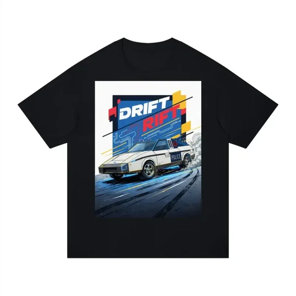 Drift Rift Police Pickup Graphic T-Shirt - Unisex Regular Fit Cotton Tee | Retro Cop Truck Drifting Shirt