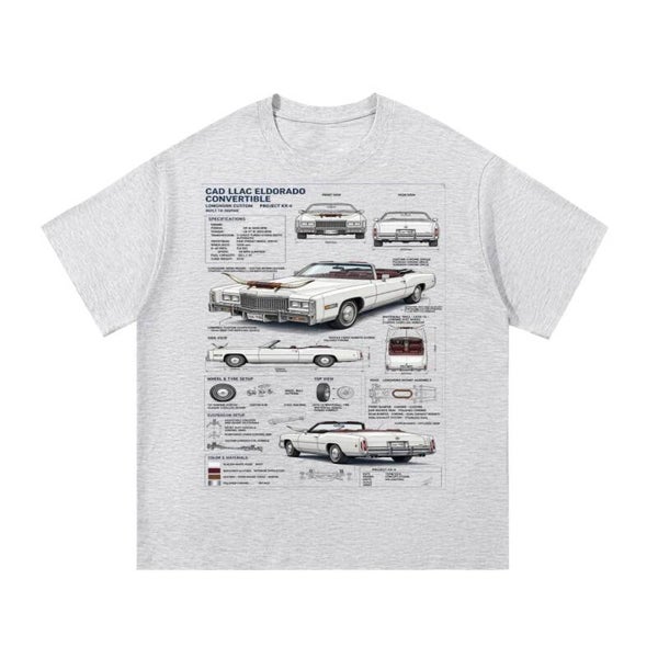 Eldorado Longhorn Convertible Blueprint Tee | Classic 70s Caddy Custom Shirt | RedKats