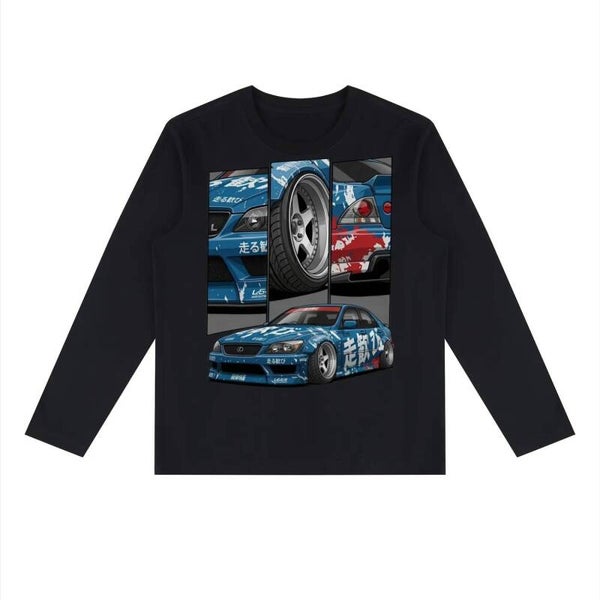 IS300 Altezza Kanji Drift Tee | Blue JDM Sedan Long Sleeve | RedKats