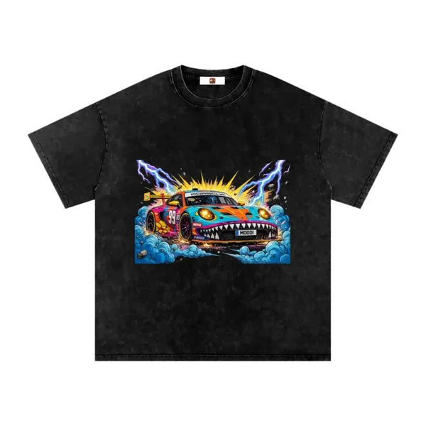 Porsche 911 GT3 R #99 Shark Mouth Livery Graphic T-Shirt - Mineral Wash Black