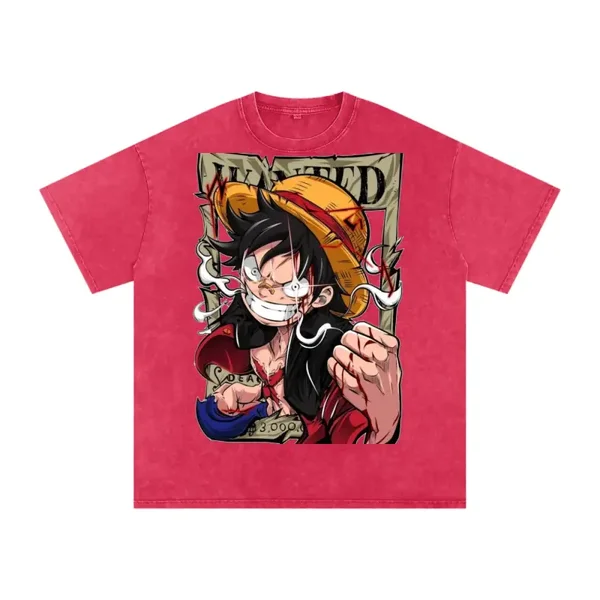 One Piece Luffy Wanted Poster Straw Hat Anime Tee