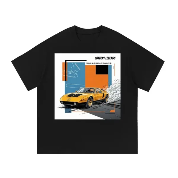 Concept Legends Yellow Experimental Edition - 70s Mid-Engine Wedge Drift T-Shirt - Classic German Lab Car Graphic Tee