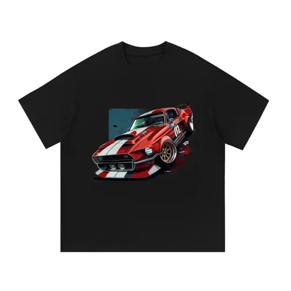 Classic Red Muscle Car Graphic Tee - Vintage American Racing Shirt
