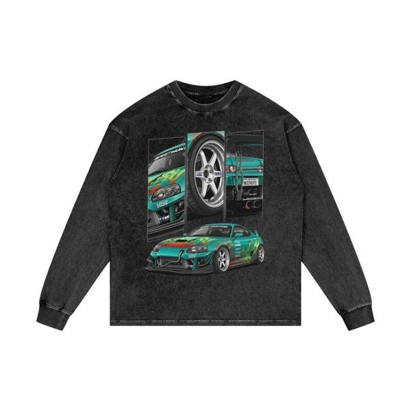 A80 Supra Flames Racing Tee | Teal JDM Tuning Long Sleeve | RedKats