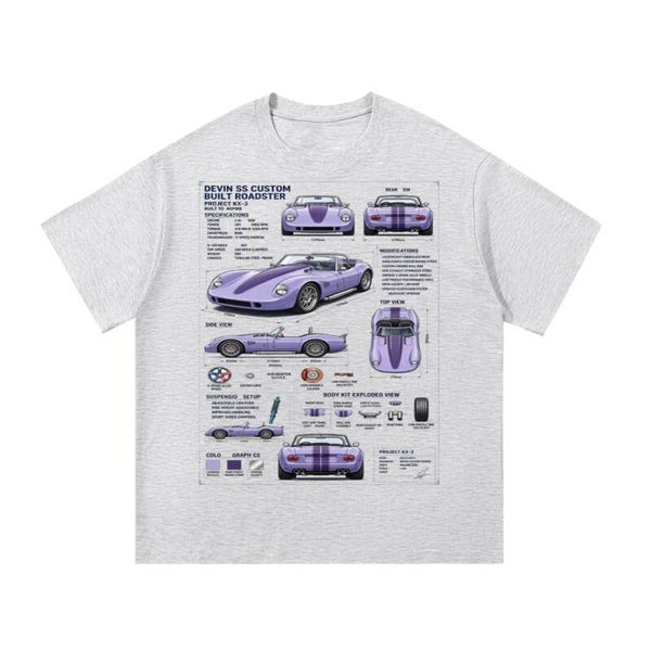 SS Custom Roadster Blueprint Tee | Purple Cobra Style Roadster Shirt | RedKats