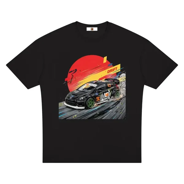 Hoonigan Ford Fiesta Rally Drift Graphic T-Shirt - Series 2 (Red Sun / Drift Edition)