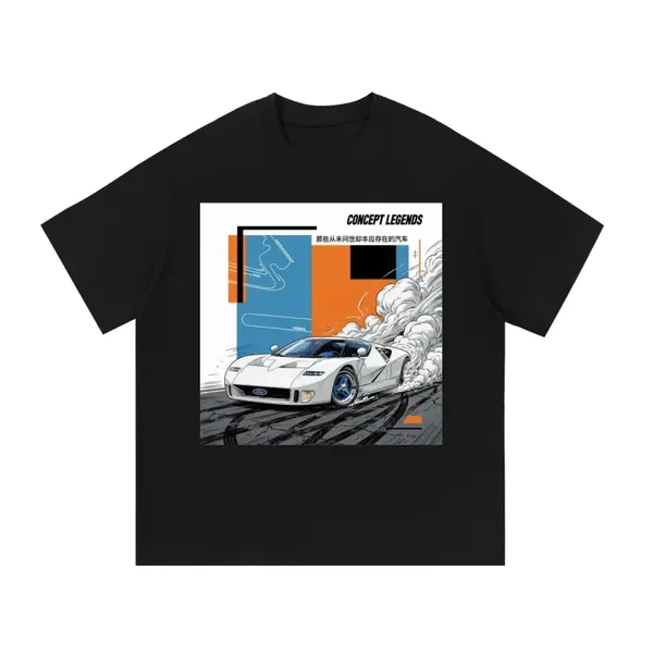 Concept Legends GT90 Edition V2 - White Ford GT90 Supercar Concept Drift T-Shirt - 90s Quad Turbo V12 Concept Graphic Tee