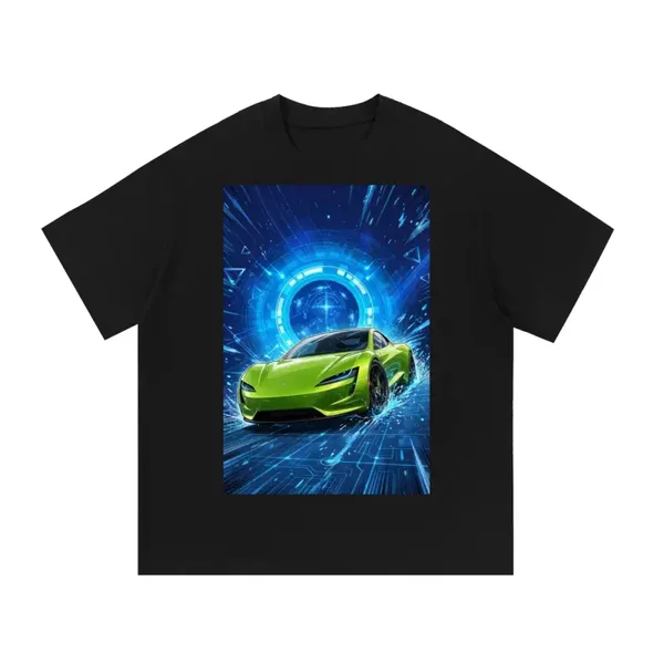 Lime Electric Roadster T-Shirt - Blue Portal EV Graphic Tee