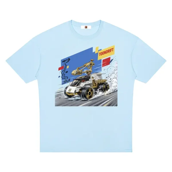 ToonDrift Gold Rover Shirt | Cartoon Drift Tee Light Blue