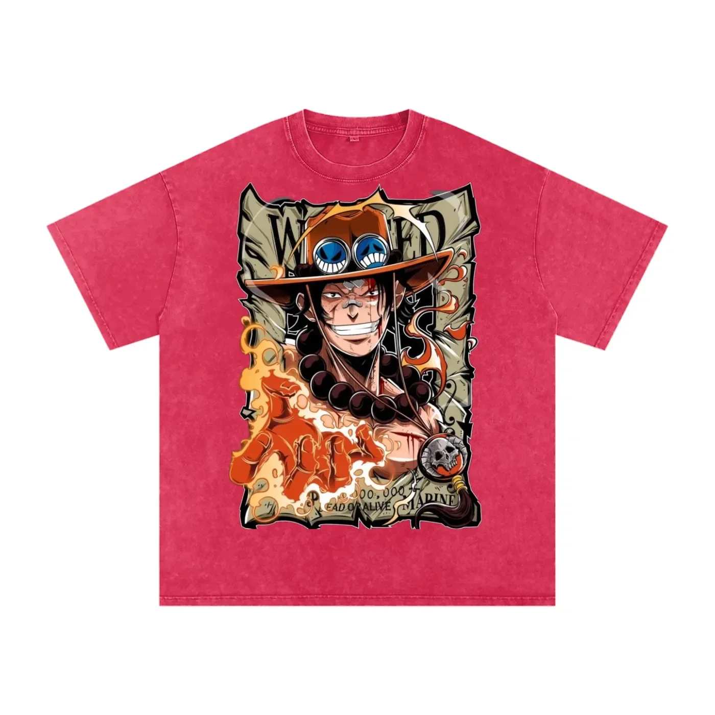 One Piece Ace Wanted Poster Flame Tee - Portgas D. Ace Anime Shirt