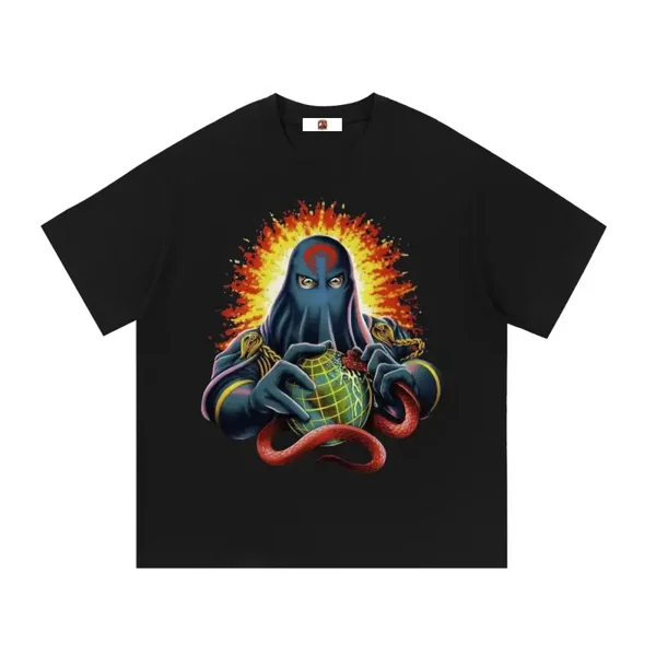 Cobra Commander Globe T-Shirt - Vintage Villain Box Art - Black Heavyweight