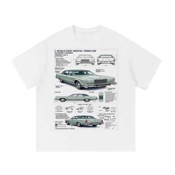 Continental Town Car Classic Luxury Blueprint Tee | 70s Luxury Sedan Shirt | RedKats