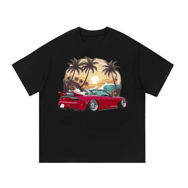 RX-7 FD Cabriolet Tropical Sunset Tee | Red JDM Convertible Shirt | RedKats