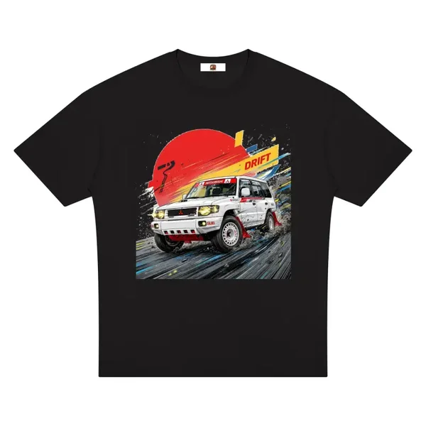 Mitsubishi Pajero Evolution Rally Graphic T-Shirt - Series 2 (Red Sun / Drift Edition)