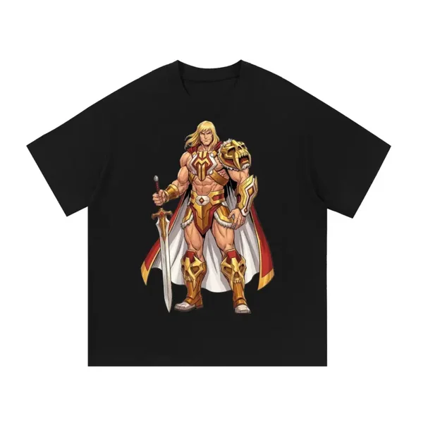 Legendary Golden Warrior Graphic T-Shirt - Unisex Regular Fit Cotton Tee | Fantasy Barbarian Sword Shirt