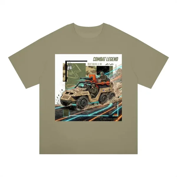 Combat Legend Tactical Assault Drift Graphic T-Shirt - Unisex Regular Fit Cotton Tee | 6-Wheel Buggy Neon Drift Shirt