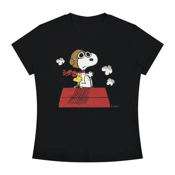 Snoopy Flying Ace T-Shirt | Light Blue Peanuts Woodstock Doghouse Tee