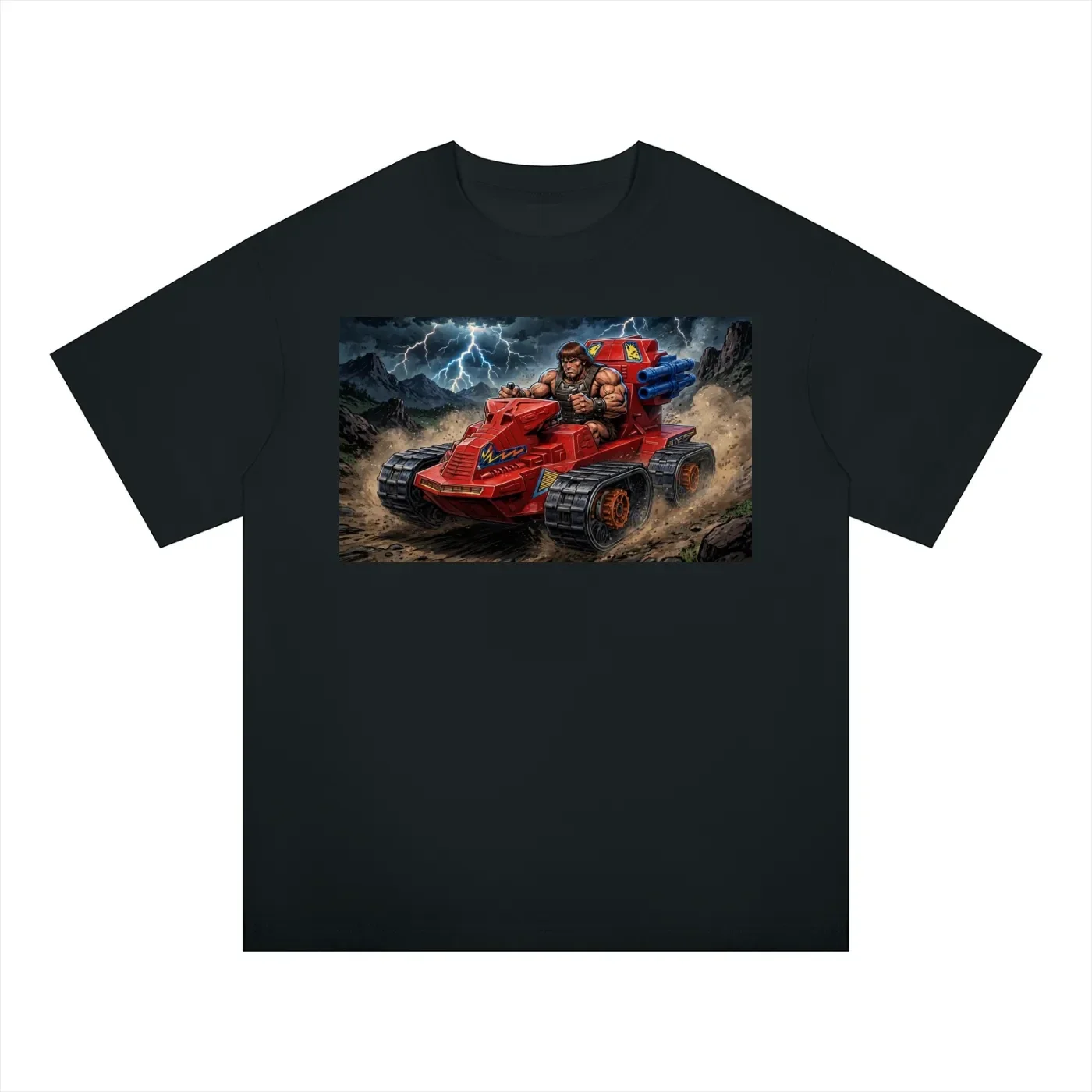 Barbarian Tank Storm Graphic T-Shirt - Unisex Regular Fit Cotton Tee | Fantasy Warrior Tracked Assault Vehicle Shirt