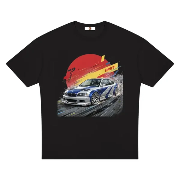 Series 2 Blue Stripe Drift T-Shirt - Silver Coupe - Black Heavyweight