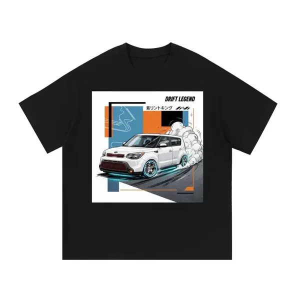 Drift Legend Kia Soul Edition - Funny Box Car Drift T-Shirt - White Compact Crossover Graphic Tee - Meme Drift Shirt