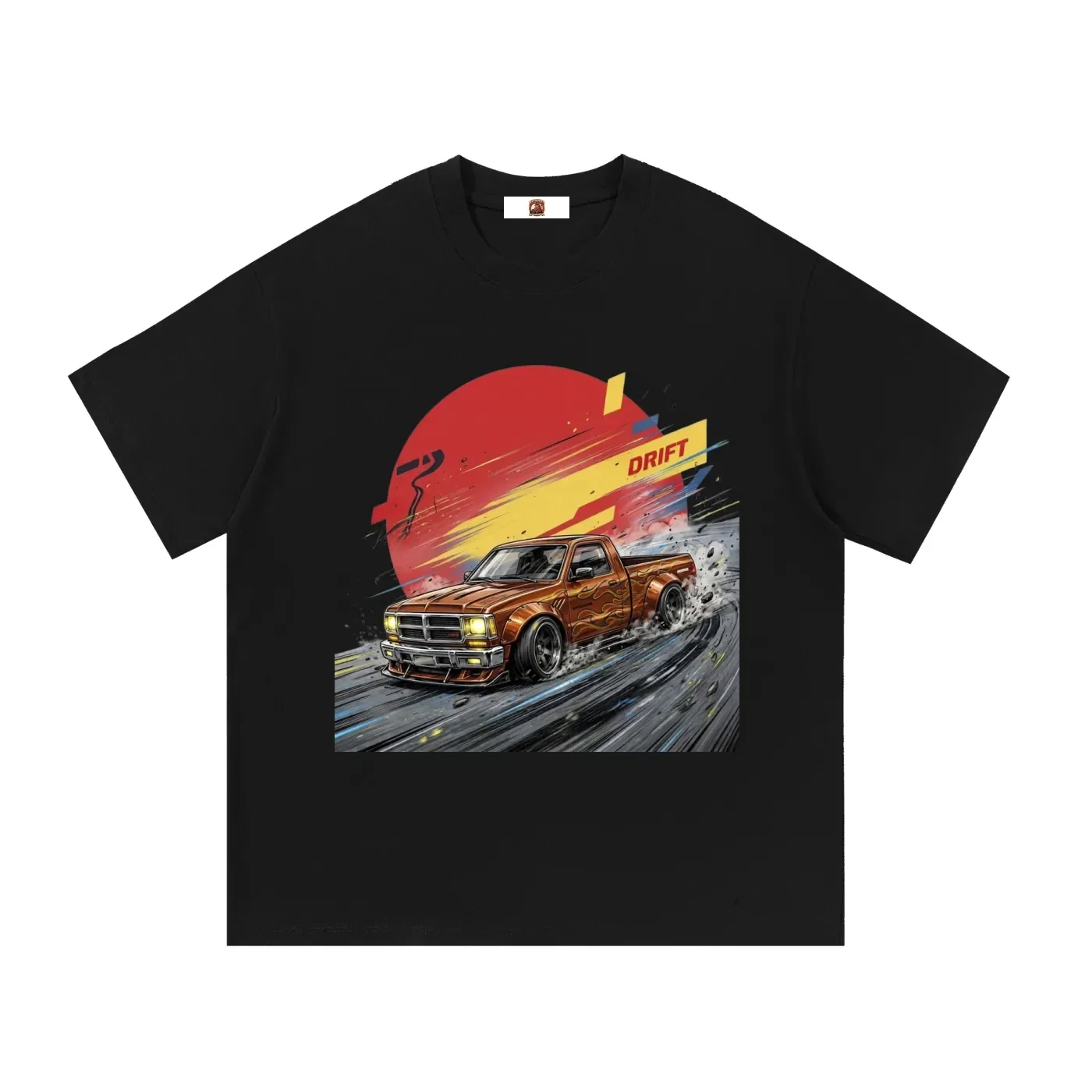 Copper Brown Custom Dodge Dakota Truck Drift Graphic T-Shirt - Series 2 (Red Sun / Drift Edition)
