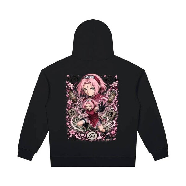 Pink Hair Anime Ninja Girl Hoodie | Cherry Blossom Medical Ninja Streetwear | RedKats