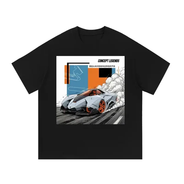 Concept Legends Egoista Edition - Grey Fighter Jet Supercar Concept Drift T-Shirt - Lamborghini Egoista Concept Graphic Tee