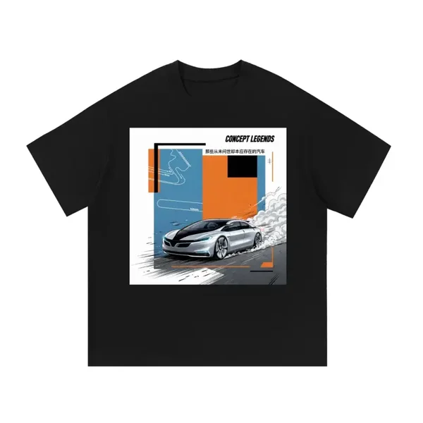Concept Legends Future Luxury Edition - Silver EV Executive Sedan Drift T-Shirt - Modern Luxury Electric Graphic Tee