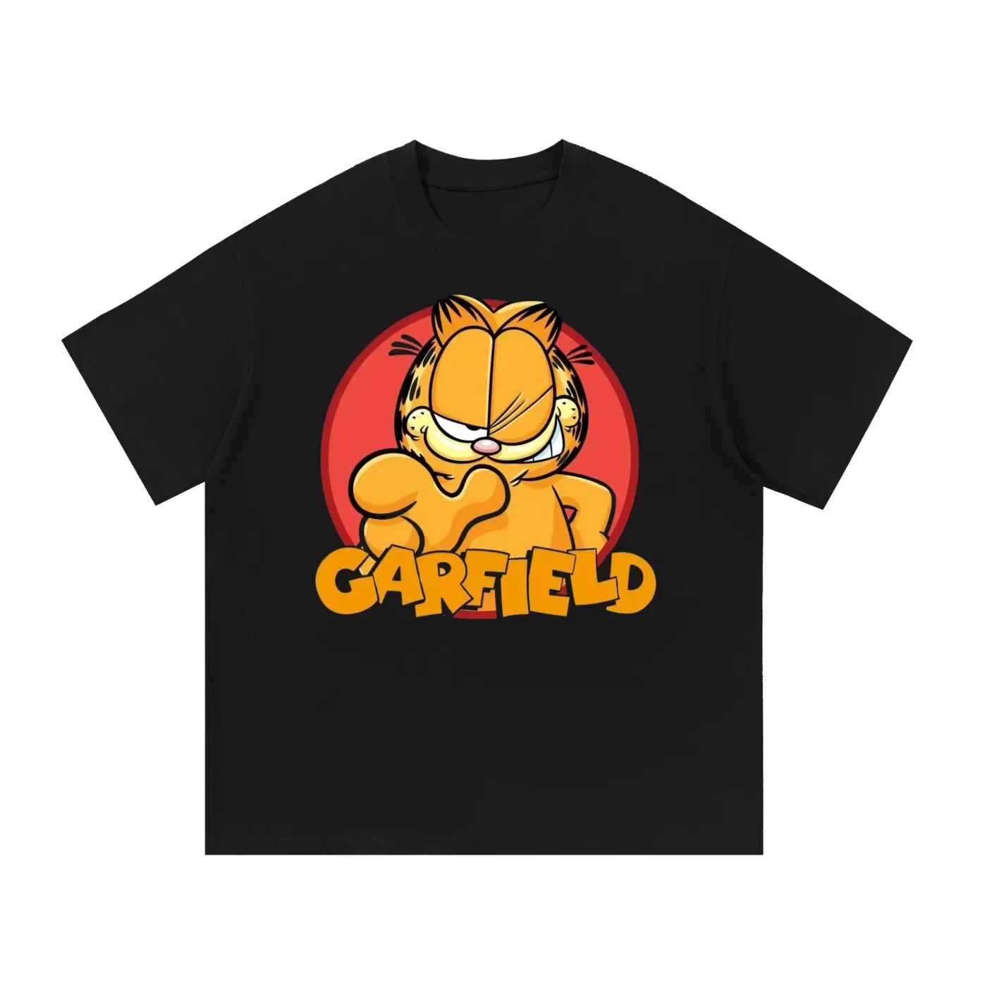 Classic Orange Cat Cartoon Tee - Bold Retro Lasagna Lover Shirt